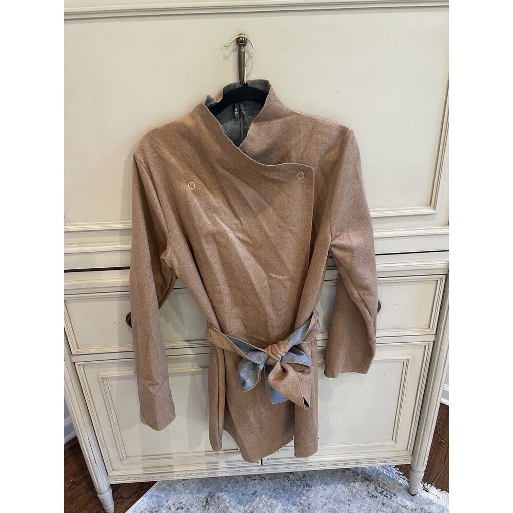 Orb Life Wool Wrap Tie Brown Gray Jacket Size Large‎